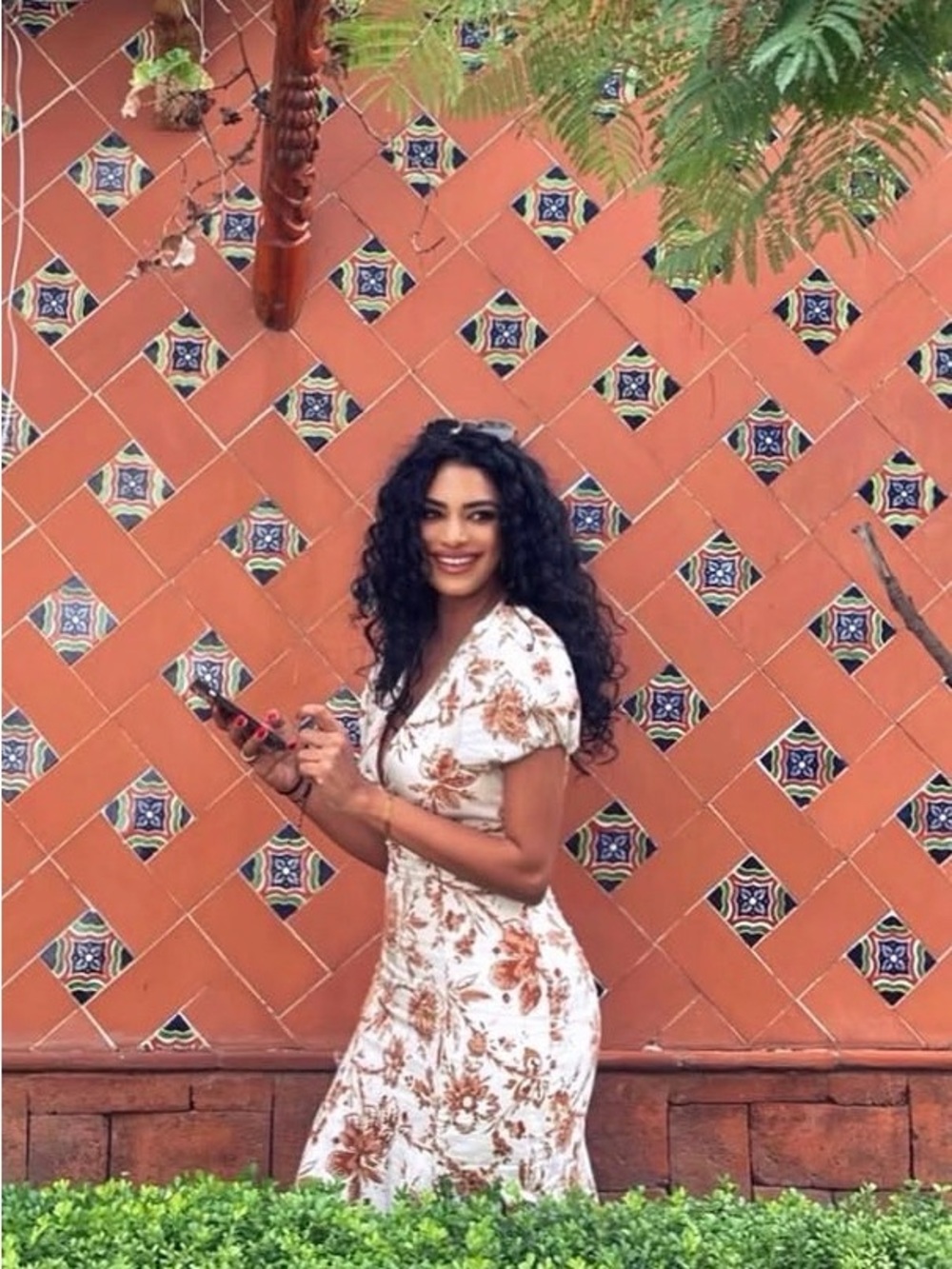 Abercrombie & Fitch Cream Midi Dress with Rust Floral Print